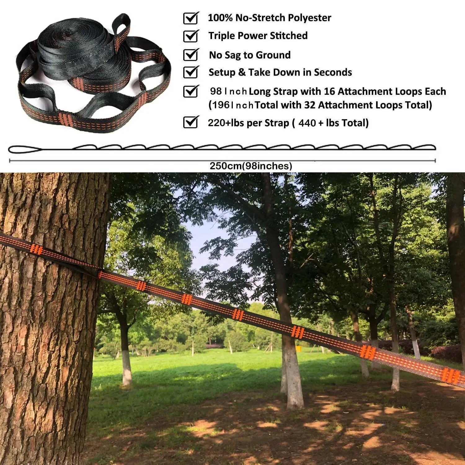 Double Person outdoor Parachute Hammock & Straps