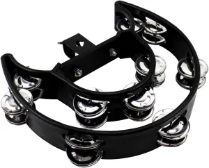 Drum Set Tambourine with Mounting Eye Bolt,Hi Hat tambourine(Black,Red) (10 double rows of jingles, Black)