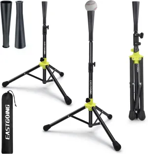 Eastgoing Heavy Duty Baseball and Softball Portable Travel Batting Tee with Baseball Ball Caddy.Adjustable Height|Portable|Collapsible. Hitting Tee for Any Age Player Baseball