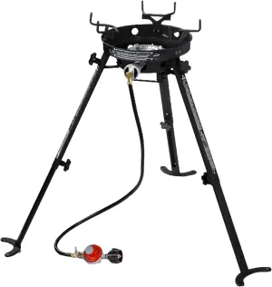 Eastman Outdoors 90411 Portable Kahuna Burner with XL Pot and Wok Brackets with Adjustable and Removable Legs, Black, Pack of 1