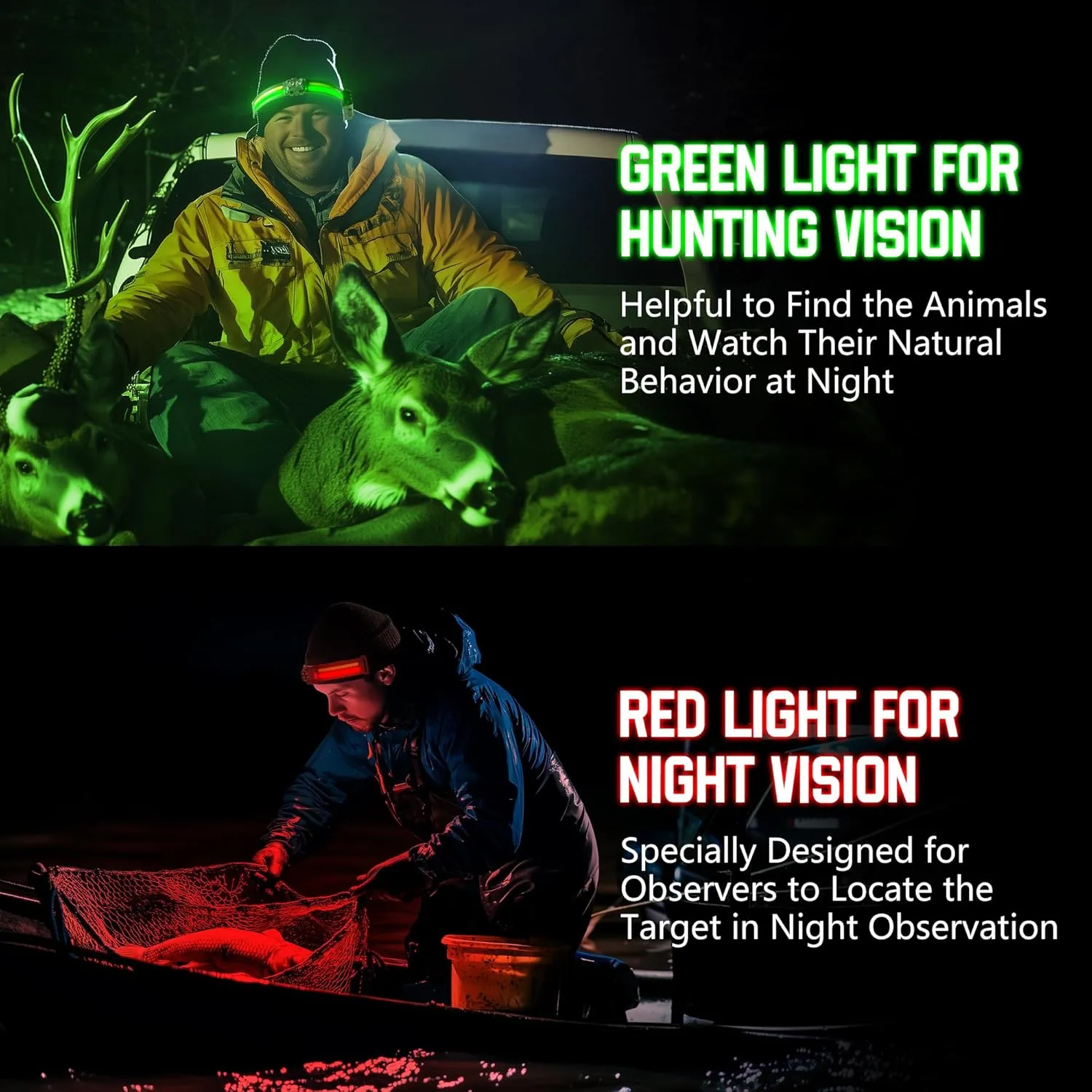 EGUKU Rechargeable Headlamp Beanie, 1200Lumens Bright Beanie with Light, 260°Wide Beam Unisex Hat Headlamp 14 Light Modes, Motion Sensor Hat with Red&Green Light 5oz Lightweight for Women Men
