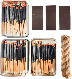 Emergency Fire Starter Kit – 20 Waterproof Windproof 3“ Matches in Tin Can   Wax Infused Hemp Cord, Burns Underwater & After Burial for Survival, Camping, Hiking, Bushcraft