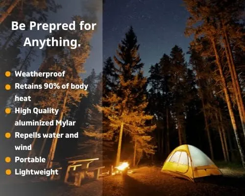Emergency Mylar Thermal Blankets (12 Pack) Survival Kit Camping Space Blanket - Perfect for Hiking, Outdoors, Marathon Runs or First Aid Set- Bug Out Bag Essential - Keep Heat Insulated