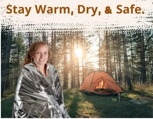 Emergency Mylar Thermal Blankets (12 Pack) Survival Kit Camping Space Blanket - Perfect for Hiking, Outdoors, Marathon Runs or First Aid Set- Bug Out Bag Essential - Keep Heat Insulated