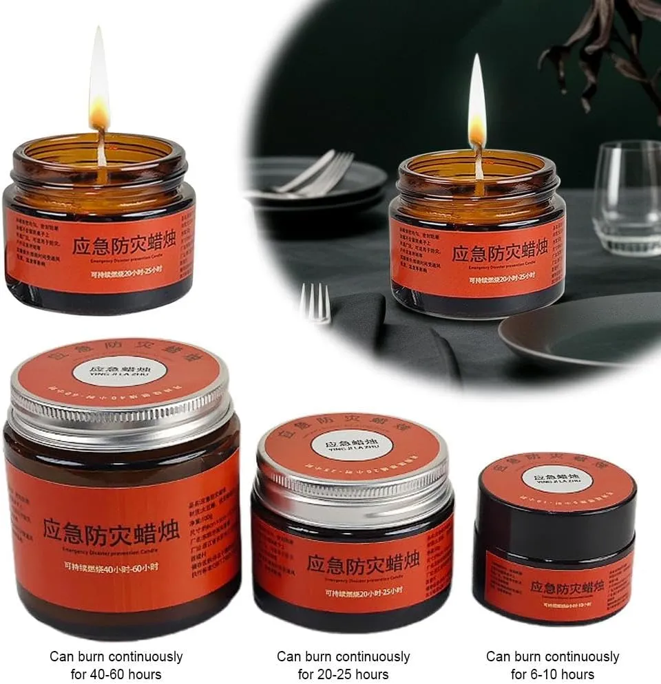 Emergency Survival Candles - Long Lasting Survival Candles, Long-Lasting Soy Wax, Power Outage & Disaster Prep, Odorless Emergency Candle for Camping & Home