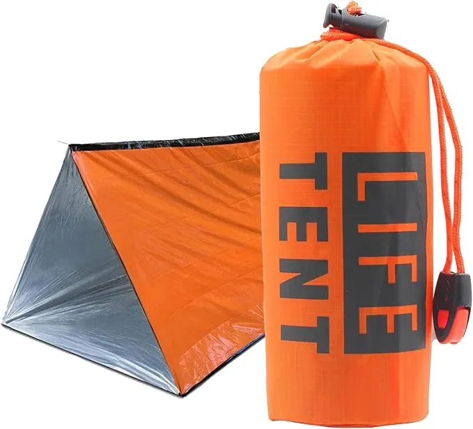 Emergency Thermal Tent - Reflective Mylar, Fits 2 Adults, Waterproof Tube Tent for Survival, Camping, and Outdoor Activities Thermal Sleeping Bag