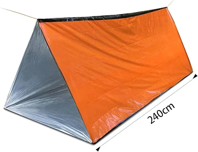 Emergency Thermal Tent - Reflective Mylar, Fits 2 Adults, Waterproof Tube Tent for Survival, Camping, and Outdoor Activities Thermal Sleeping Bag