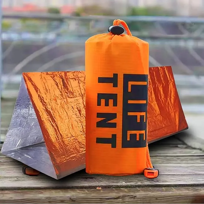 Emergency Thermal Tent - Reflective Mylar, Fits 2 Adults, Waterproof Tube Tent for Survival, Camping, and Outdoor Activities Thermal Sleeping Bag