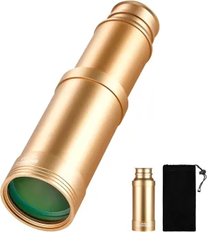 ESSLNB Pirate Monocular Telescope, 10x50 Handheld Collapsible Brass Telescope for Kids & Adults, Zoomable Portable Waterproof Spyglass Telescope Monocular for Bird Watching Games Travelling Hiking