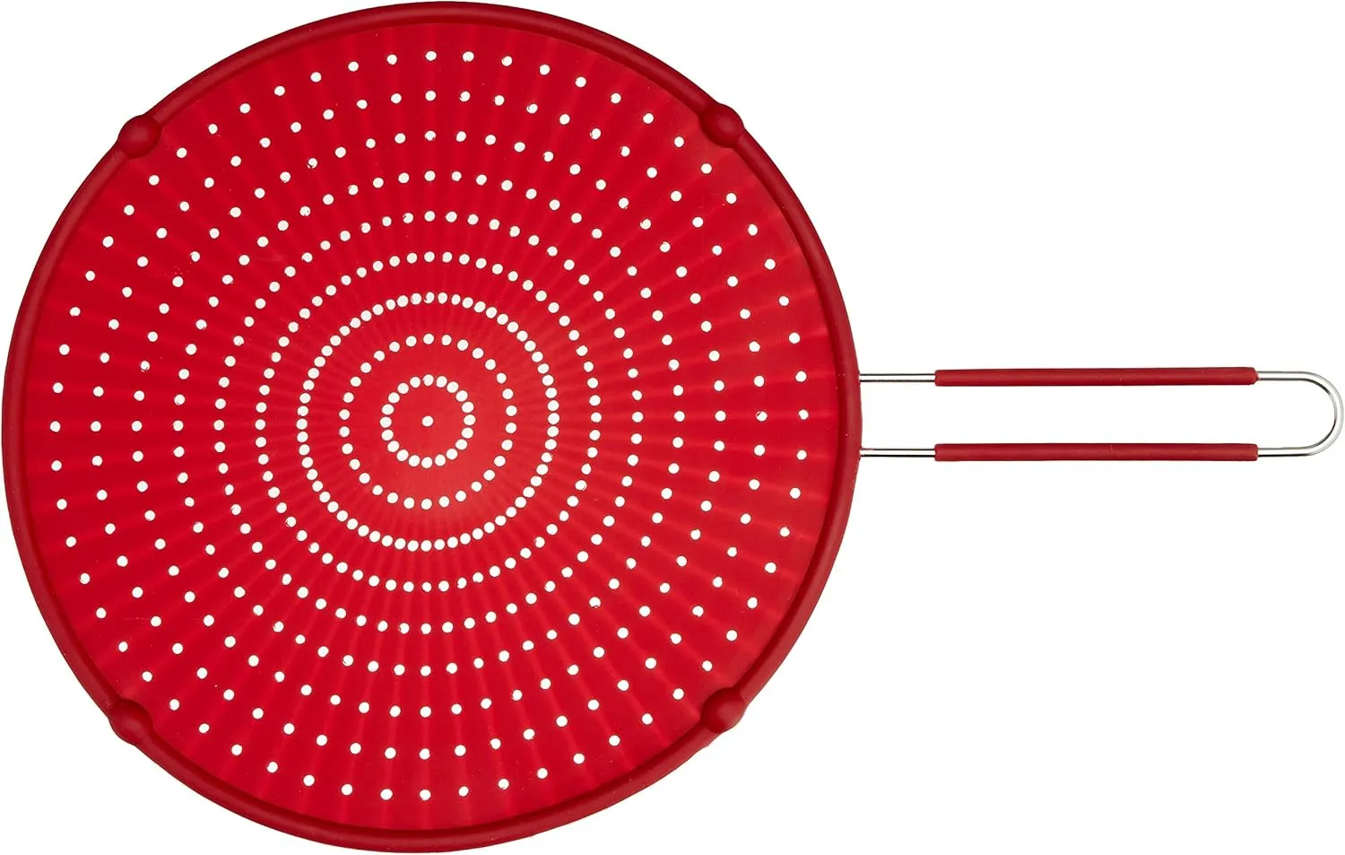 ExcelSteel 13" Silicone Splatter Screen w/Non-Slip Grip, Red