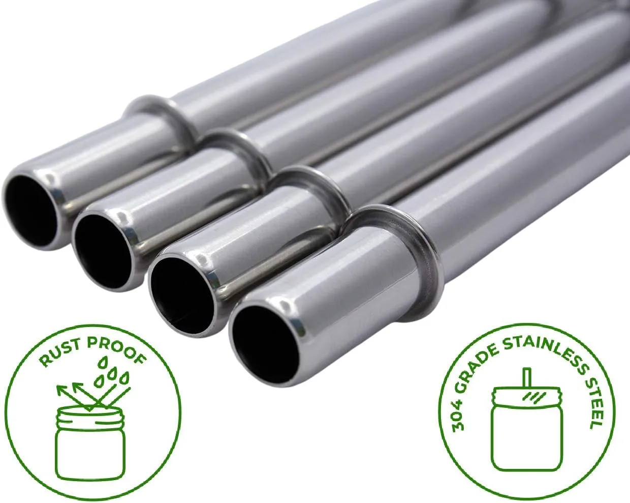 Extra Long Safer Rounded End Stainless Steel Metal Straws for Half Gallon (64oz) Mason Jars (4 Pack   Cleaning Brush   Bag)