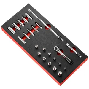 FACOM Modm.RL1U 1/4" Locking Ratchet and Inch-Size Socket Set