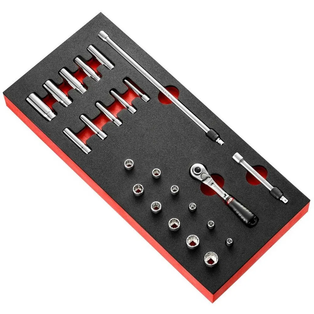 FACOM Modm.RL1U 1/4" Locking Ratchet and Inch-Size Socket Set