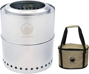 Field to Summit Flame Stove MAX MINI OFBMAXMI Secondary Burning Bonfire Bonfire Bonfire Fire Stand Fire Pit, Wood Stove, Firewood, Stainless Steel, 304 Camp with Carry Bag, Bonfire Stand, Compact,