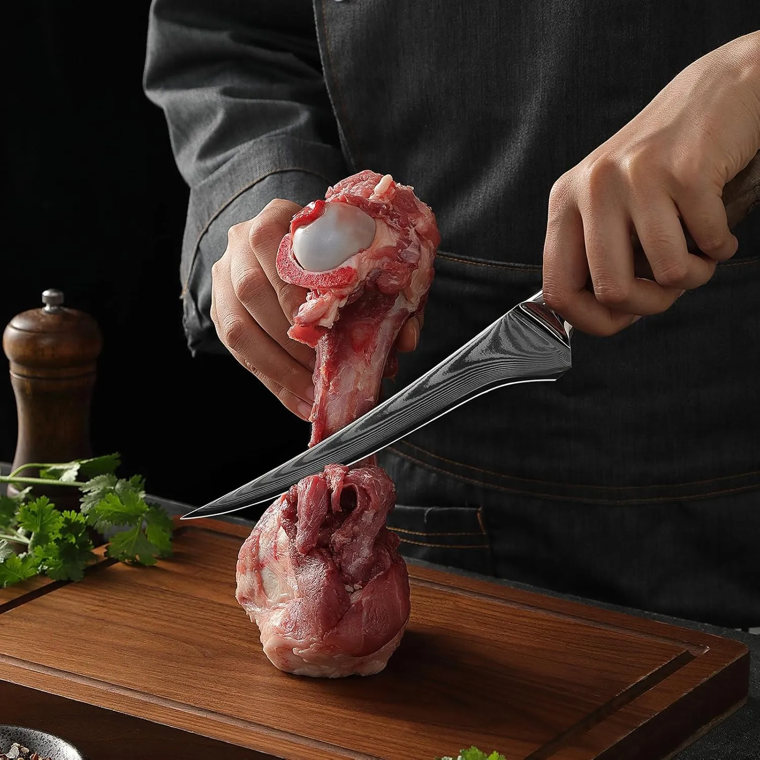 Fillet Knife 7 Inch, Precision Boning Knife for Efficient Meat Cutting and Boning， Boning Knife in high Carbon Steel