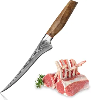 Fillet Knife 7 Inch, Precision Boning Knife for Efficient Meat Cutting and Boning， Boning Knife in high Carbon Steel