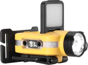 FISHNU Versatile Rotating Headlamp with Red Warning Light & White Laser Wick – 90° Adjustable Beam, USB-C Charging, Hands-Free Hat Clip (Yellow)