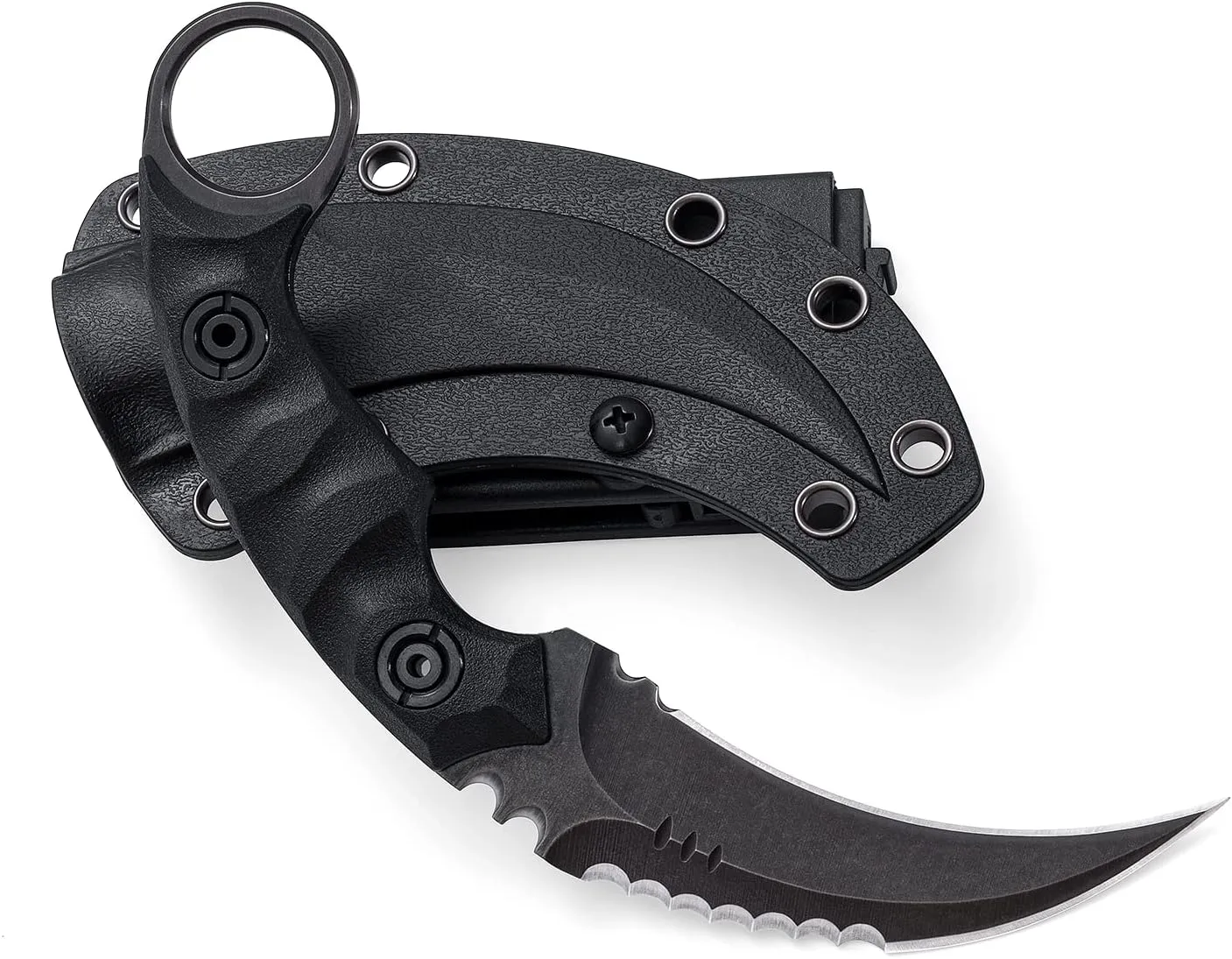 Fixed Blade Knife, D2 Steel Blade, G10 Handle, Tactical EDC, Double Edged, Claw Knife, Utility for Outdoor Survival, Hiking, Camping with Kydex Sheath OK1212 (Black/Black)