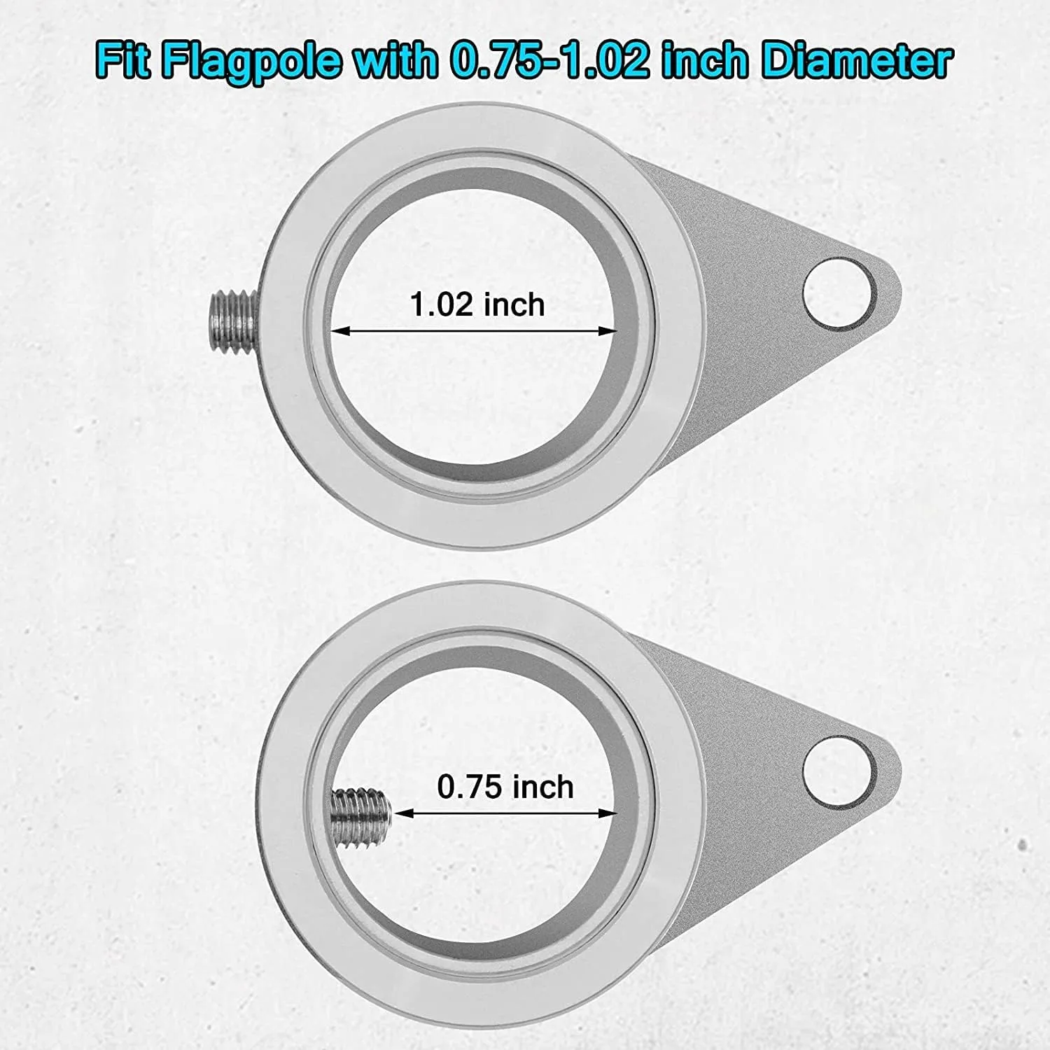 Flag Pole Rings, Aluminum Alloy Flagpole Rings 360° Rotating Anti Wrap Flag Mounting Ring, Spinning Flag Pole Clips with Carabiner for 0.75-1.02 Inch Diameter- Pack of 4 (Matte Silver)