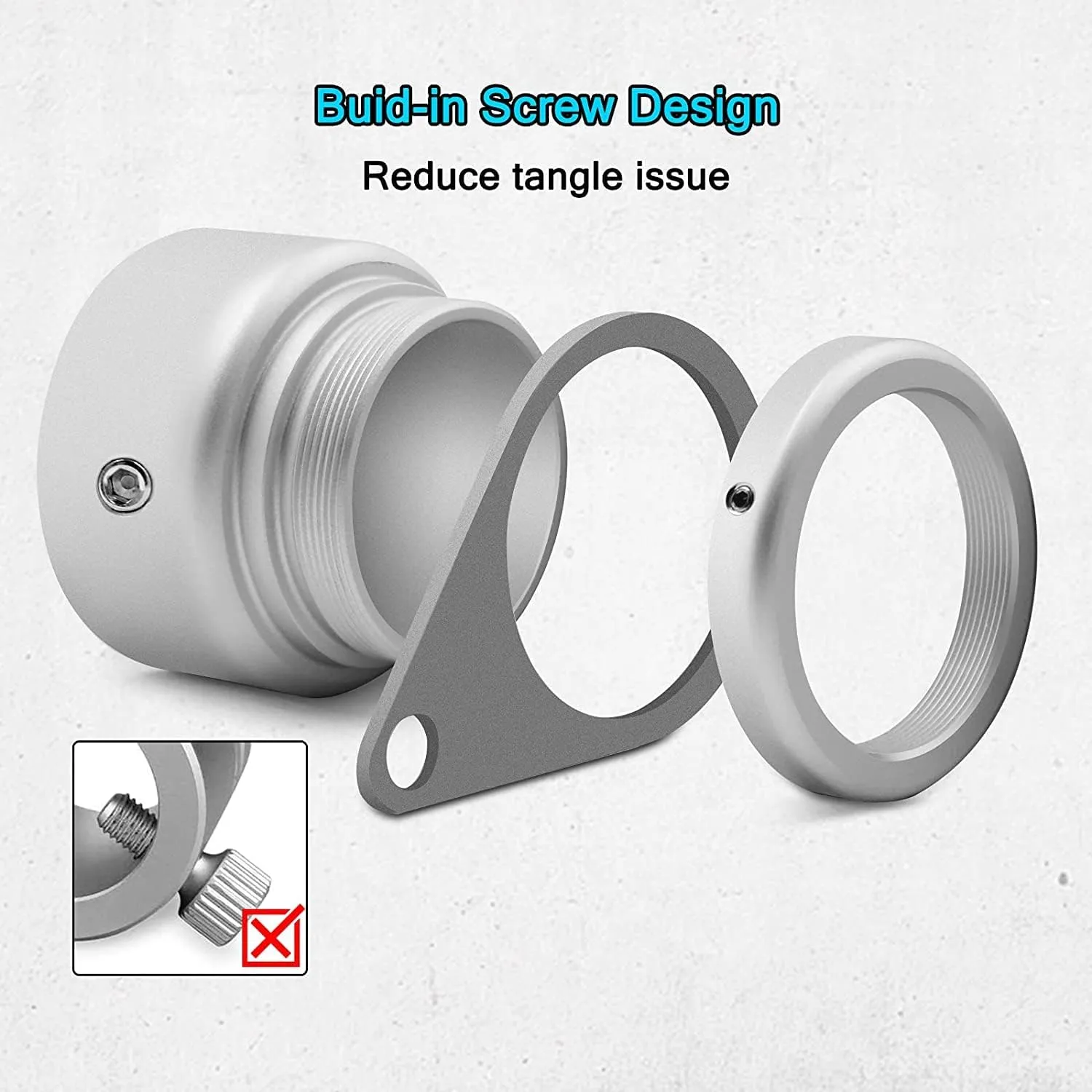 Flag Pole Rings, Aluminum Alloy Flagpole Rings 360° Rotating Anti Wrap Flag Mounting Ring, Spinning Flag Pole Clips with Carabiner for 0.75-1.02 Inch Diameter- Pack of 4 (Matte Silver)