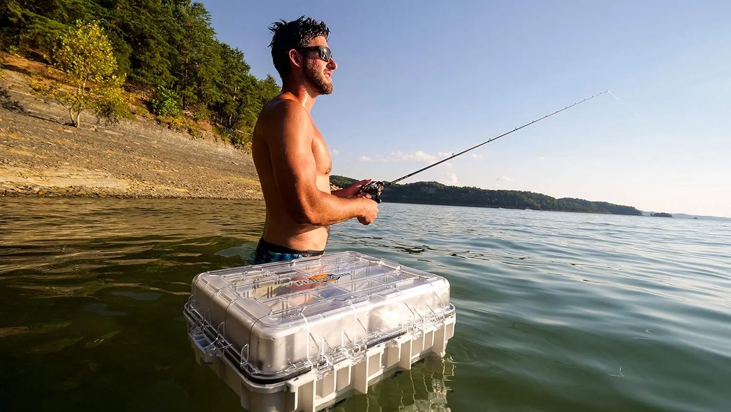 Flambeau Outdoors 3000WPNC Waterproof Satchel 3000, Portable Waterproof Tackle Box with Trays, Gray/Clear