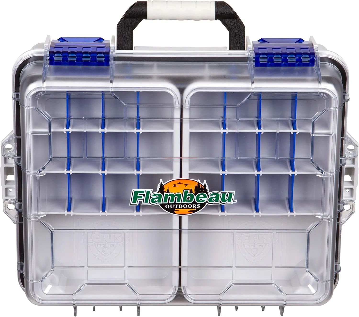 Flambeau Outdoors 3000WPNC Waterproof Satchel 3000, Portable Waterproof Tackle Box with Trays, Gray/Clear