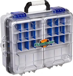 Flambeau Outdoors 3000WPNC Waterproof Satchel 3000, Portable Waterproof Tackle Box with Trays, Gray/Clear
