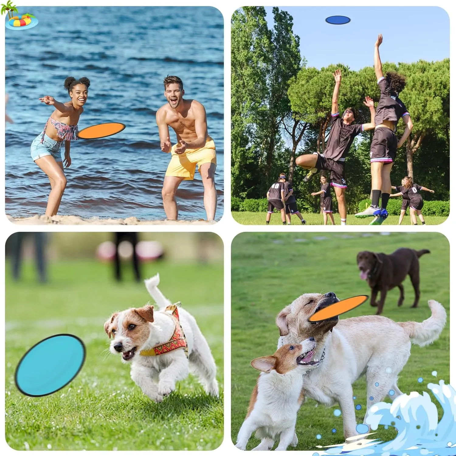 Foldable Flying Disc Fans with Bags, 9.8'' DIY Handheld Black Egde Fabric Folding Fan for Outdoor Game Activities Birthday Party Favors Gifts, 14 Colors