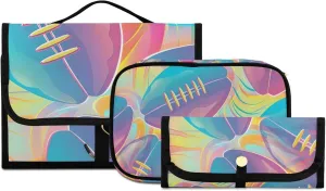 Foldable Hanging Travel Toiletry Organizer Set 3-Piece with Cosmetic Bag & Brush Holder - Football (6)