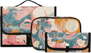 Foldable Hanging Travel Toiletry Organizer Set 3-Piece with Cosmetic Bag & Brush Holder - Horse (12)