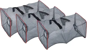 Folding Fish Net Set 3pcs Lobster Net Collapsible Minnow Trap Easy to Carry Store Random Color