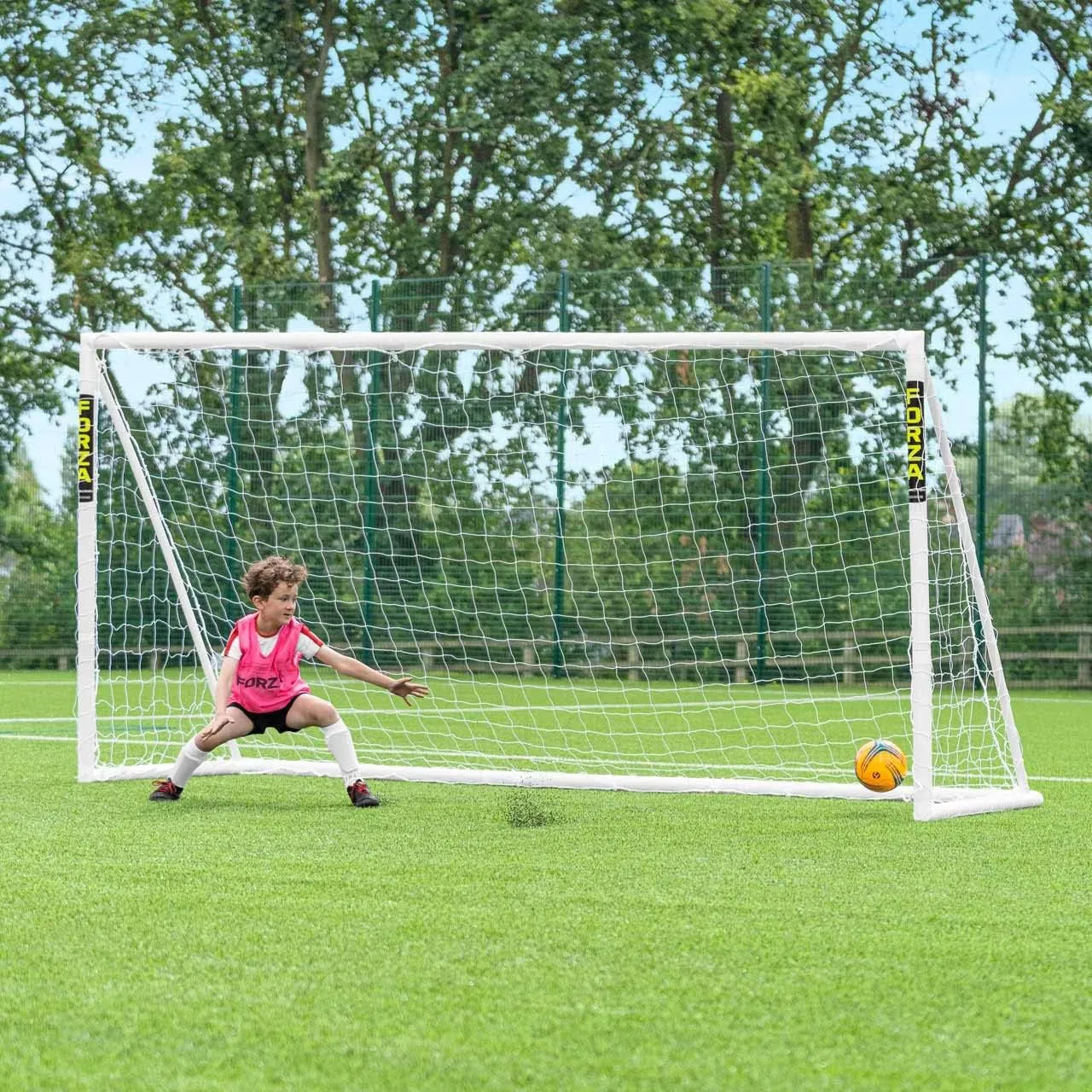 FORZA 8ft x 6ft Soccer Goal | Ready, Set, Goal! | All Weather uPVC Soccer Goals – Optional Target Net, Soccer Ball & Carry Bag Included