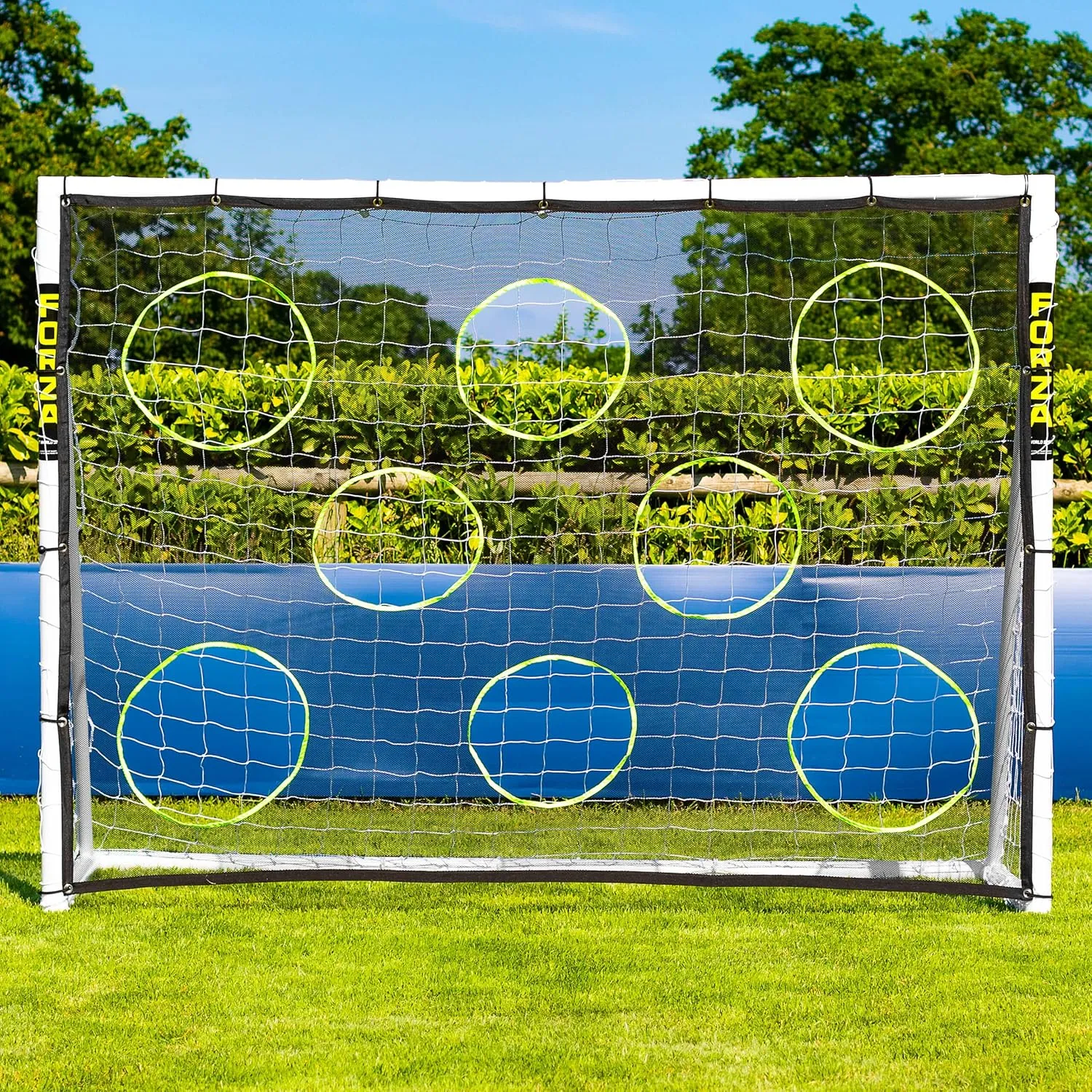 FORZA 8ft x 6ft Soccer Goal | Ready, Set, Goal! | All Weather uPVC Soccer Goals – Optional Target Net, Soccer Ball & Carry Bag Included