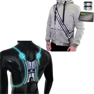 FREEMOVE Spider Illuminated Reflective Vest   Reflective Sash with 2 Bands - Black