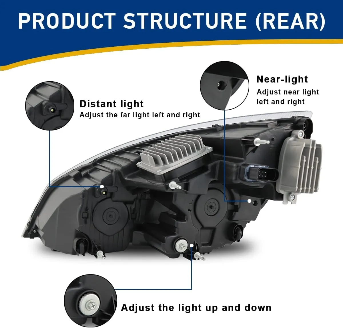 Freightliner Headlights for Cascadia Freightliner Cascadia 2018-2024,Replacement Headlamp DOT and SAE Approved (Black, Left)