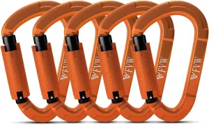 FVW Auto Locking Rock Climbing Carabiner Clips,Professional 25KN (5620 lbs) Heavy Duty Caribeaners for Rappelling Swing Rescue & Gym etc, Large D-Shaped Carabiners