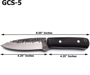 GCS Handmade Micarta Handle D2 Tool Steel Tactical Hunting Knife with leather sheath Full tang blade designed for Hunting & EDC GCS 5