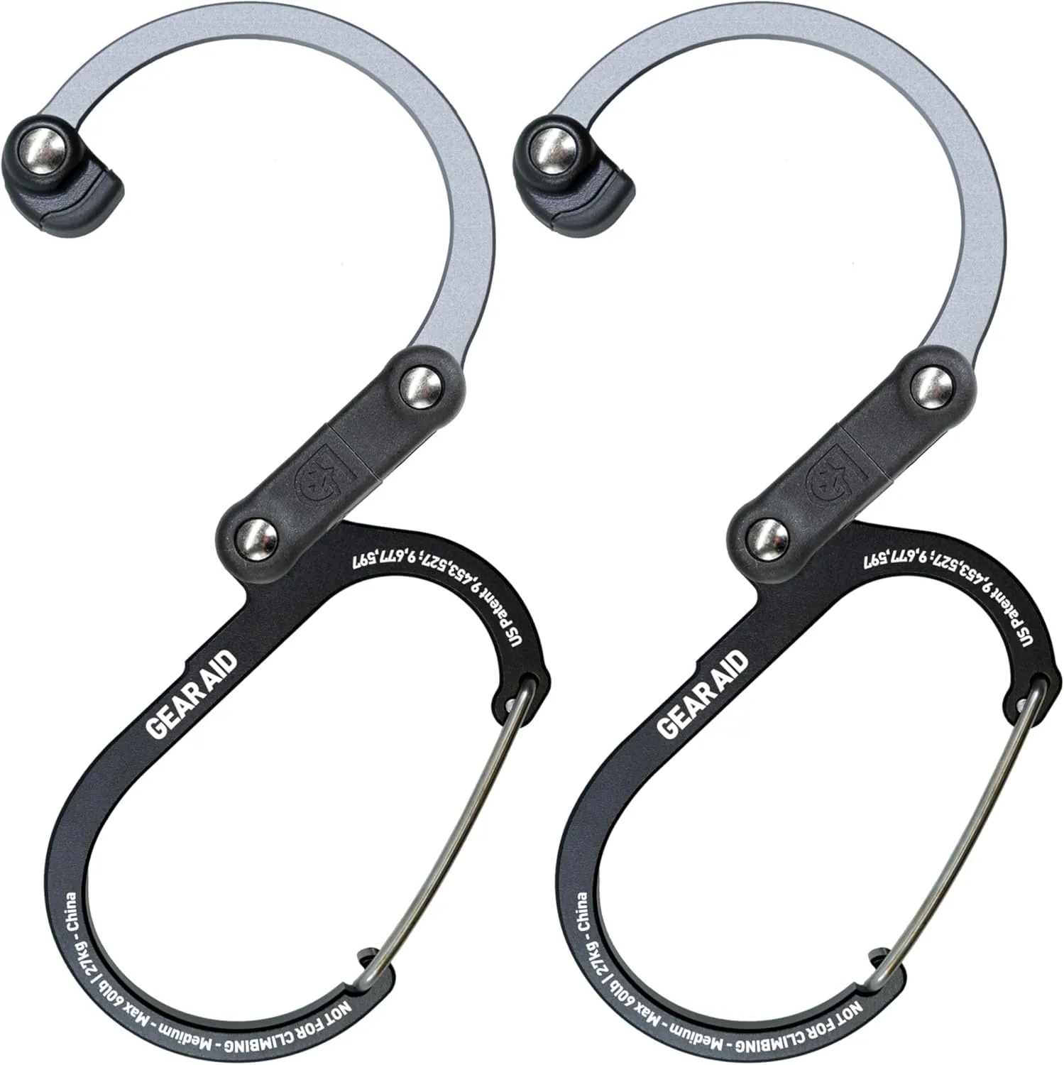 GEAR AID HEROCLIP 360° Swivel Carabiner Gear Clip and Hook (Medium) for Camping, Backpack, Suitcases and Garage Organization