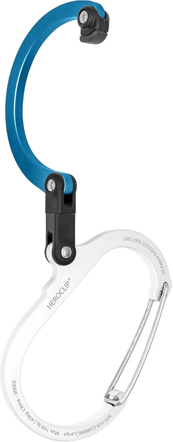 GEAR AID HEROCLIP (Large) Carabiner Gear Clip and Hook for Hanging Heavy Duty Items, Camping Backpacks, Suitcases, Kayaks, Bicycles, Garage Organization and More