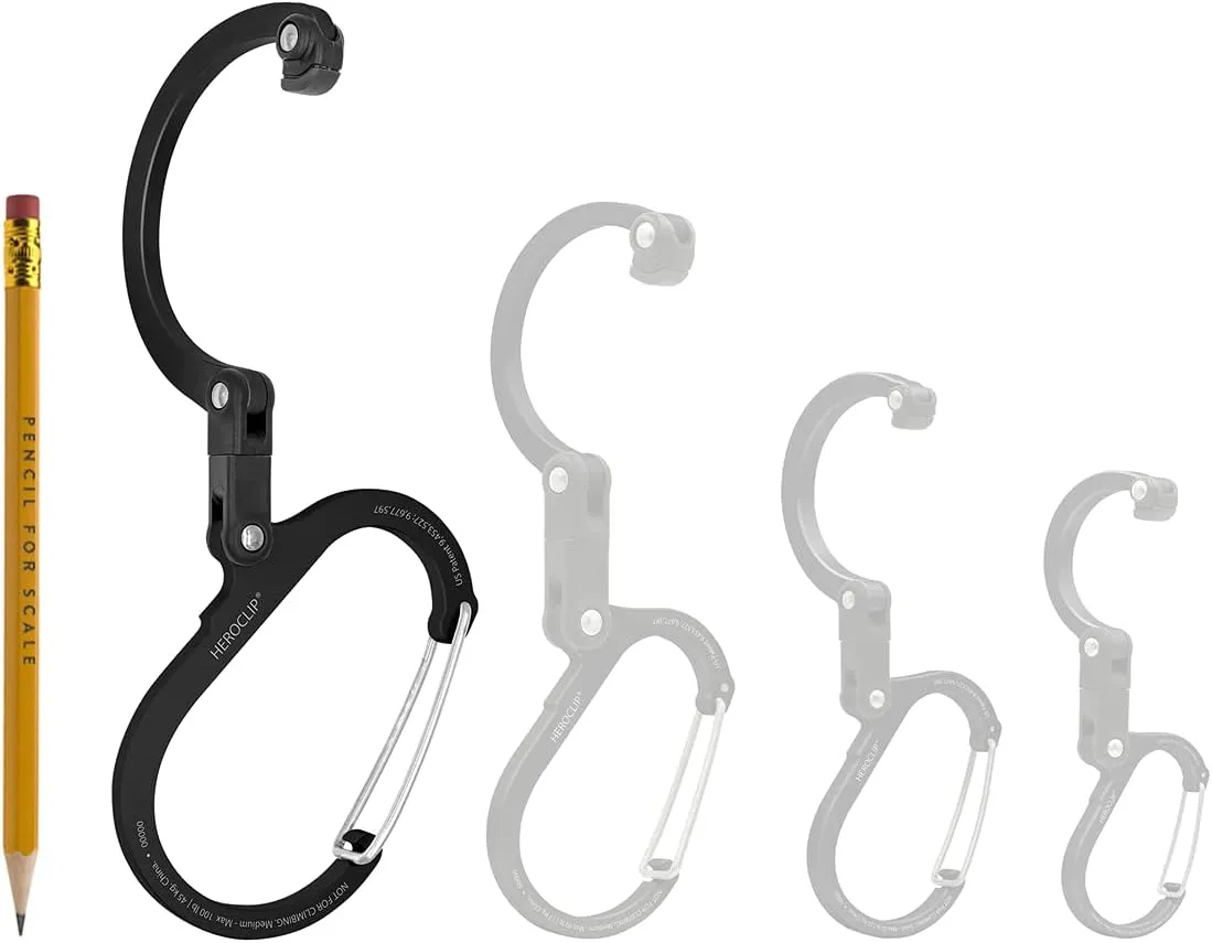 GEAR AID HEROCLIP (Large) Carabiner Gear Clip and Hook for Hanging Heavy Duty Items, Camping Backpacks, Suitcases, Kayaks, Bicycles, Garage Organization and More