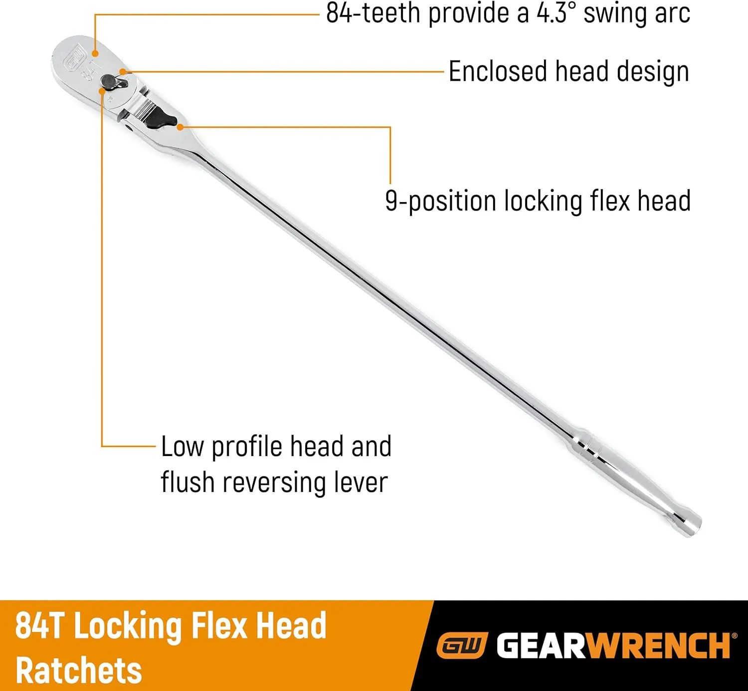GEARWRENCH 2 Piece Drive 84 Tooth Locking Flex Head Teardrop Ratchet set - 81274A-07