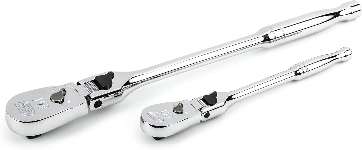 GEARWRENCH 2 Piece Drive 84 Tooth Locking Flex Head Teardrop Ratchet set - 81274A-07