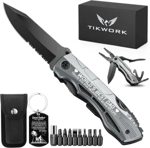 Gifts for Dad from Daughter Son,Multitool Pocket Knife "WORLD'S BEST DAD " Christmas Fathers Day Birthday Gifts,Survival Tools for Climbing,Camping,Cycling,Hiking