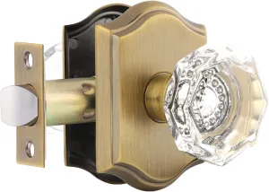 Gobrico Octagonal Diamond Crystal Doorknob in Antique Brass for Hall/Closet,Passage Function for Interior Room,Keyless,1 Pack