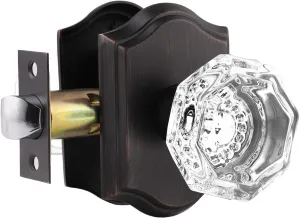 Gobrico Oil Rubbed Bronze Passage Door Lock in Octagon Crystal Shape,Interior Door Knob for Closet Hall Pantry Room,1 Pack Heavy Duty Door Knob Set,Keyless