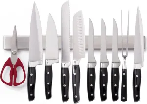 GORILLA GRIP Heavy Duty Stainless Steel Magnetic Knife Holder, 18 Inch, Hold Up to 6 lbs, Wall Mounted Magnet Strip for Knives, Easy to Install Bar, Secure Store and Organize Kitchen Tools, Art Supply