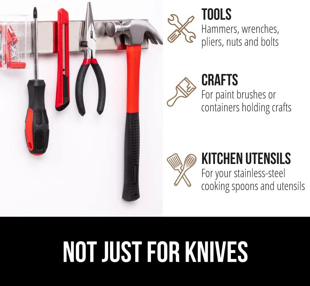 GORILLA GRIP Heavy Duty Stainless Steel Magnetic Knife Holder, 18 Inch, Hold Up to 6 lbs, Wall Mounted Magnet Strip for Knives, Easy to Install Bar, Secure Store and Organize Kitchen Tools, Art Supply