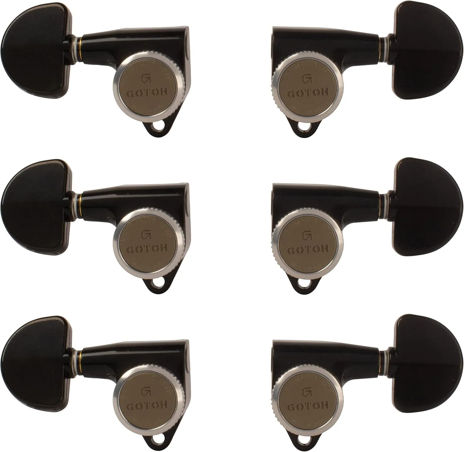 Gotoh Magnum Lock-Trad 3 3 Guitar Tuners, Black