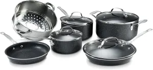 Granitestone Original 10 Piece Nonstick Cookware Set, Scratch-Resistant, Granite-Coated, Dishwasher and Oven-Safe Kitchenware, PFOA-Free Pots and Pans As Seen On TV