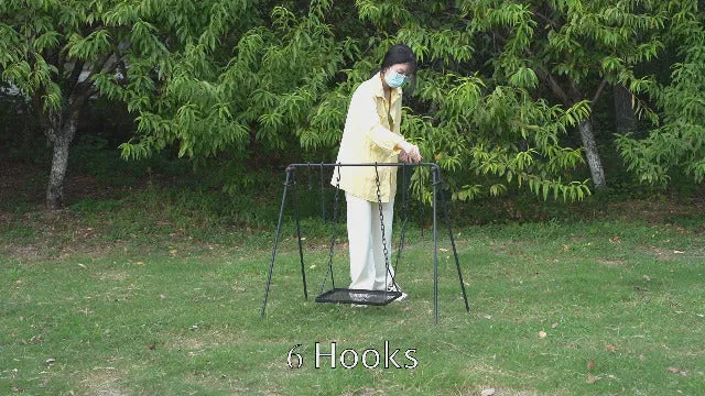 Grill Swing Campfire Grill Stand with Iron Grill Grate,Collapsible Campfire Rack